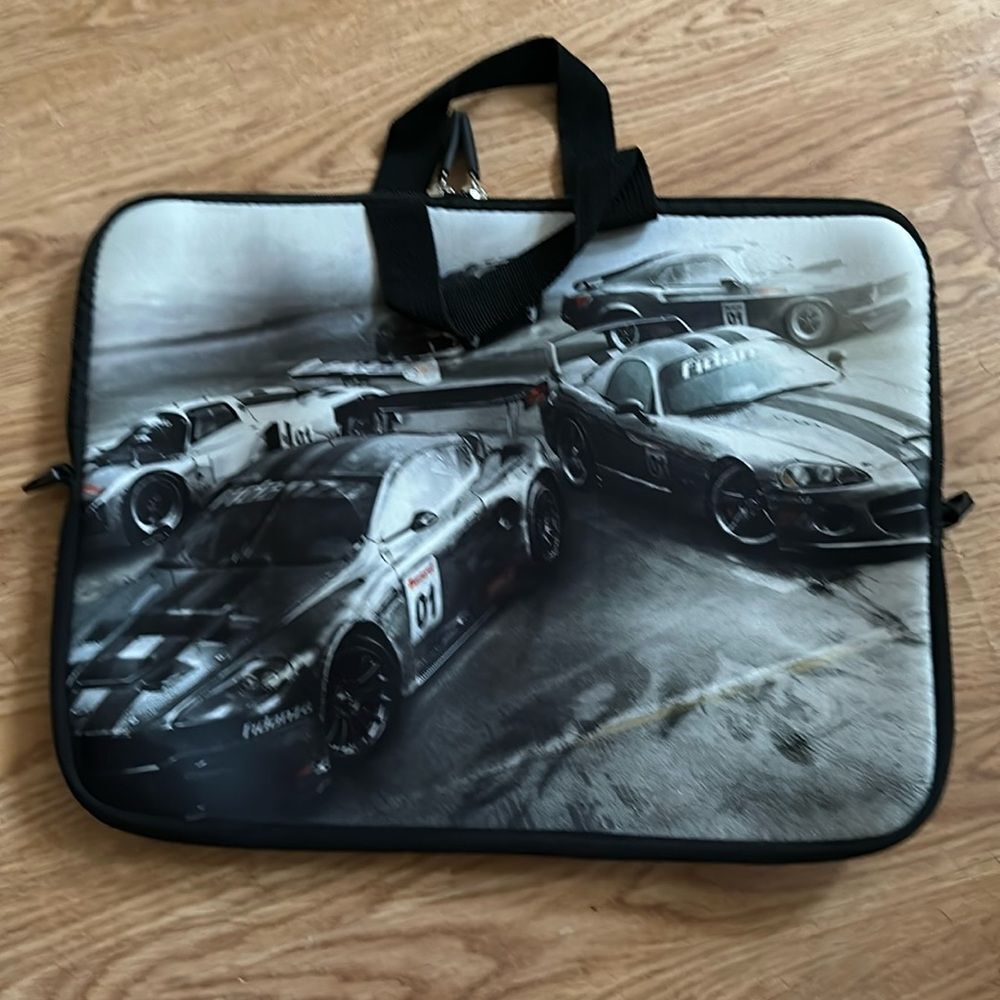 Race Car Laptop Sleeve Bag with Handle – Zip‑Close Travel Case for 13–15″ Laptop
